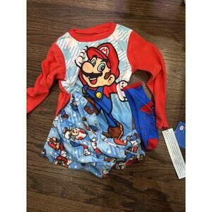 SUPER MARIO BOY'S FLEECE PAJAMA SET 3 pcs. XS. NEW